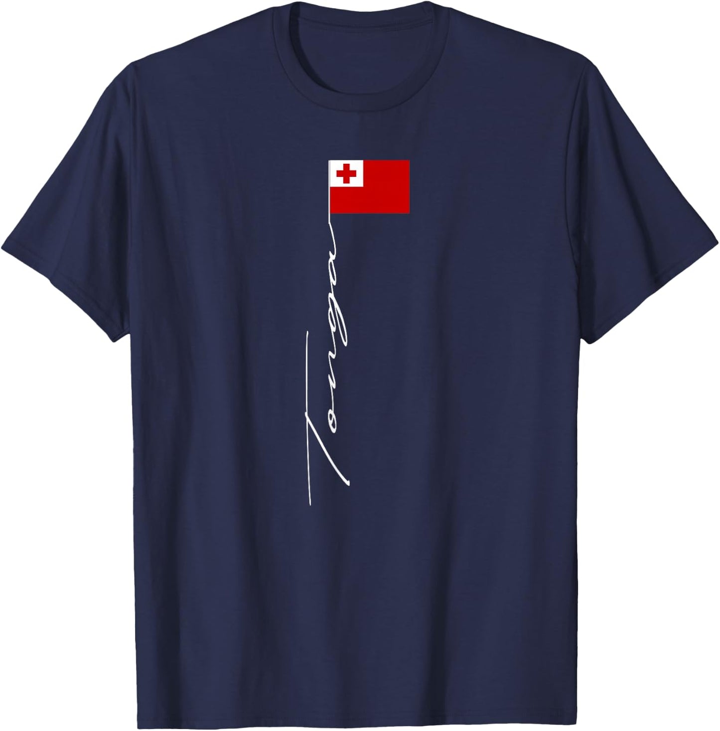 Tonga Signature Flag Pole Patriotic Tonga Flag T-Shirt - T-Shirt | Navy