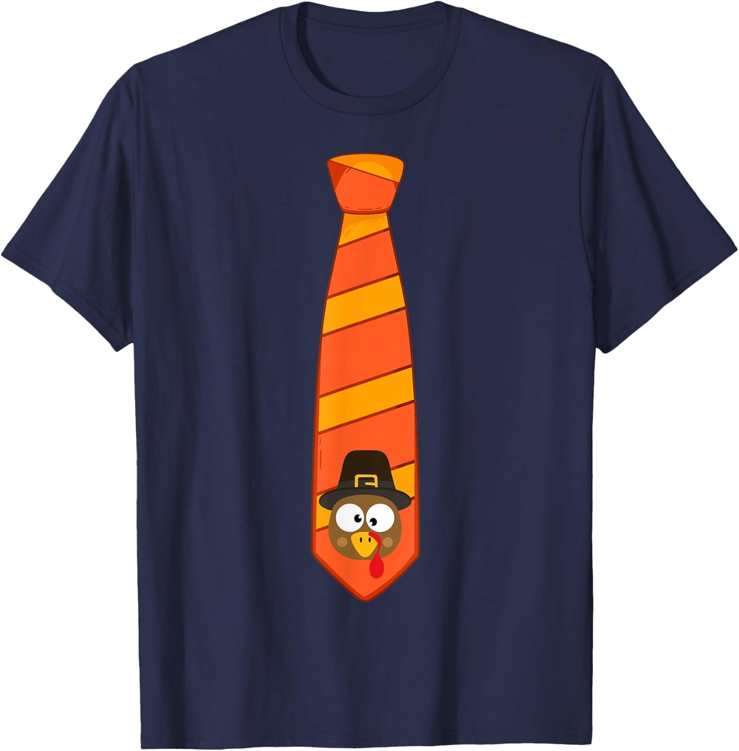 Funny thanksgiving tie with turkey for family dinner T-Shirt - T-Shirt | Navy