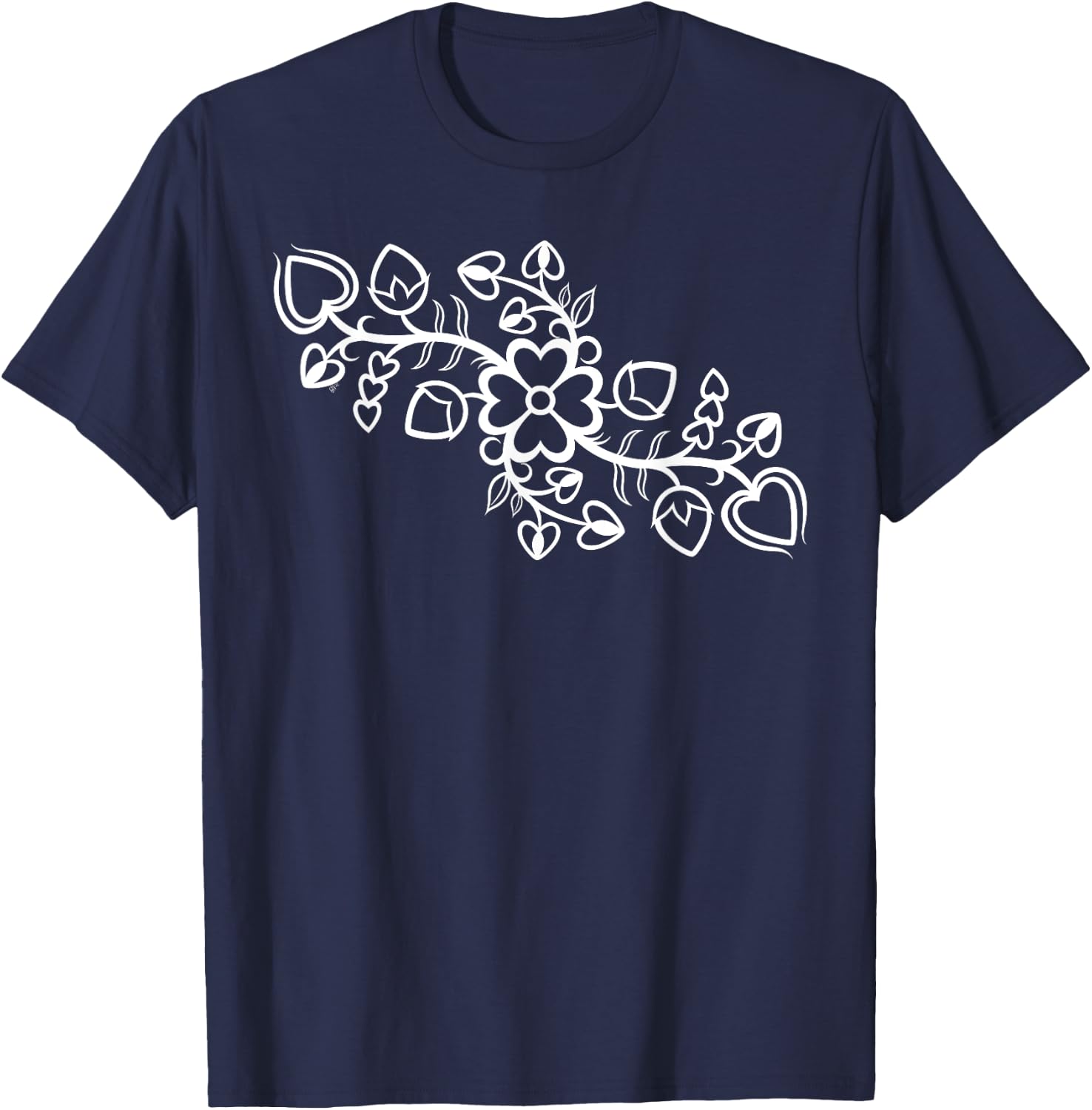 Anishinaabe Ojibwe Floral Native American Outline T-Shirt - T-Shirt | Navy