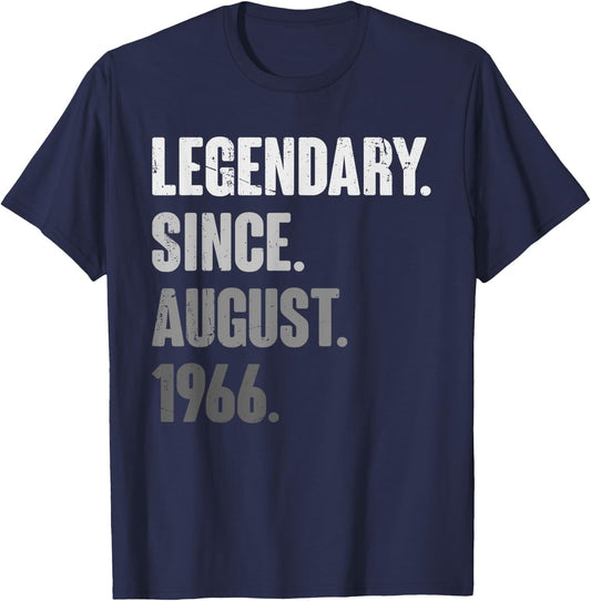 57 Years Old Vintage 1966 Birthday August 57th Decoration T-Shirt - T-Shirt | Navy