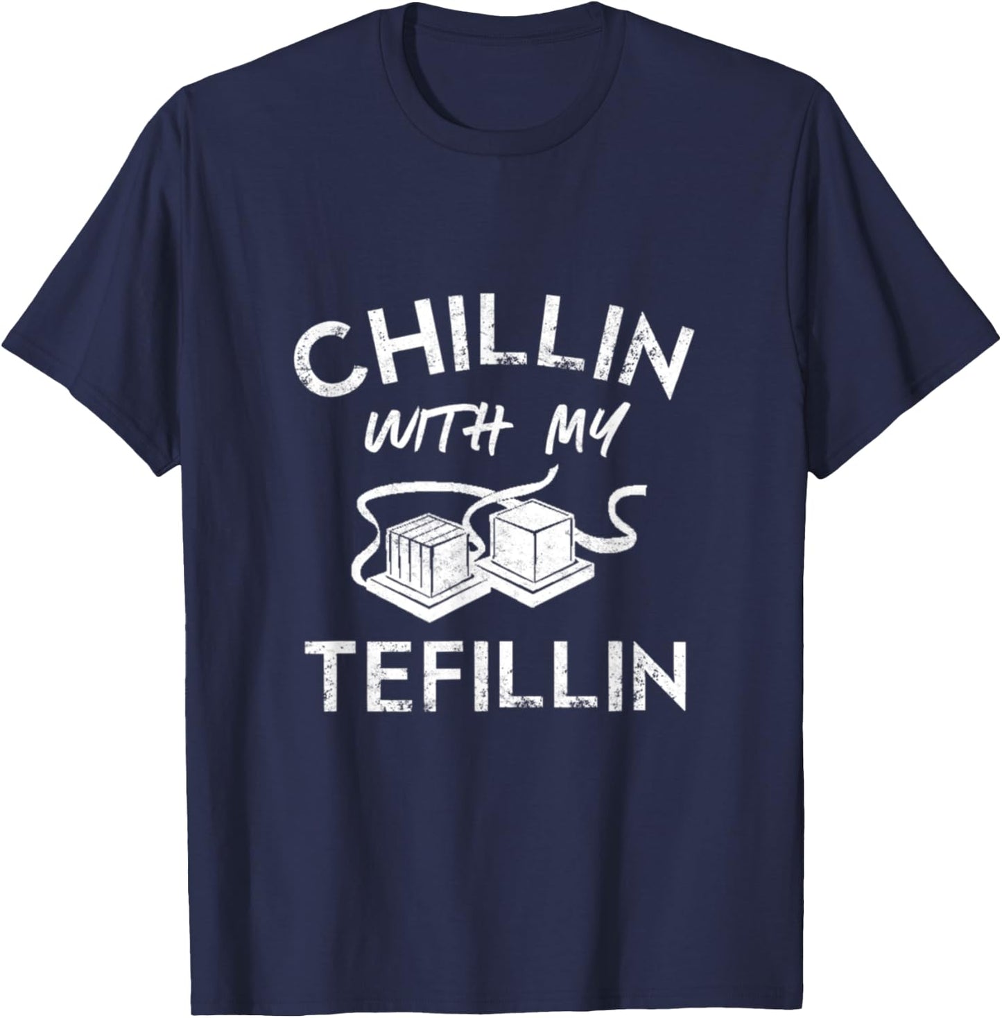 Chillin With My Tefillin Jewish Bar Mitzvah 13th Birthday T-Shirt - T-Shirt | Navy