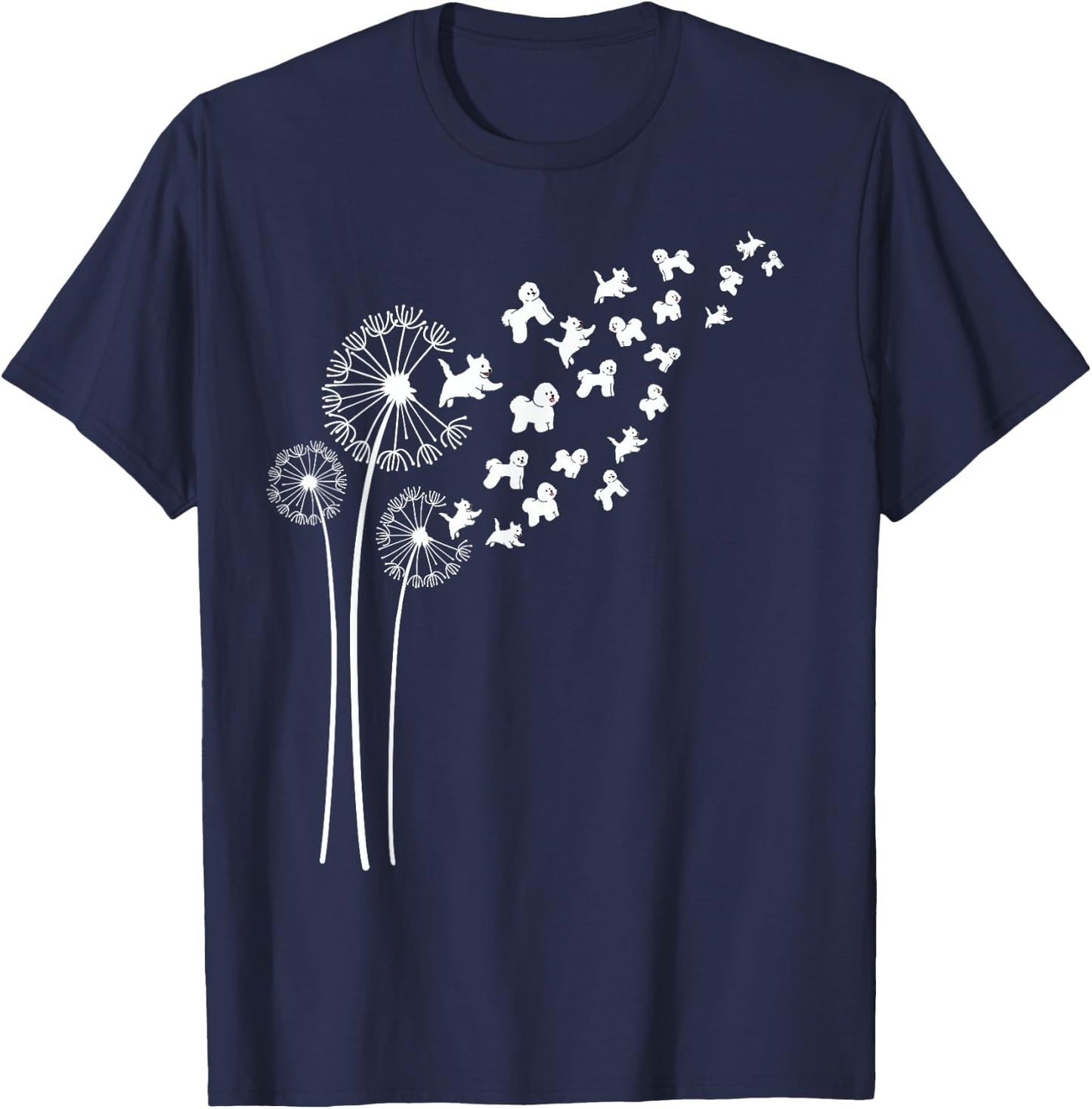 Bichon Frise Dandelion Flower For Dandelions and Dog Lover Women T-Shirt - T-Shirt | Navy