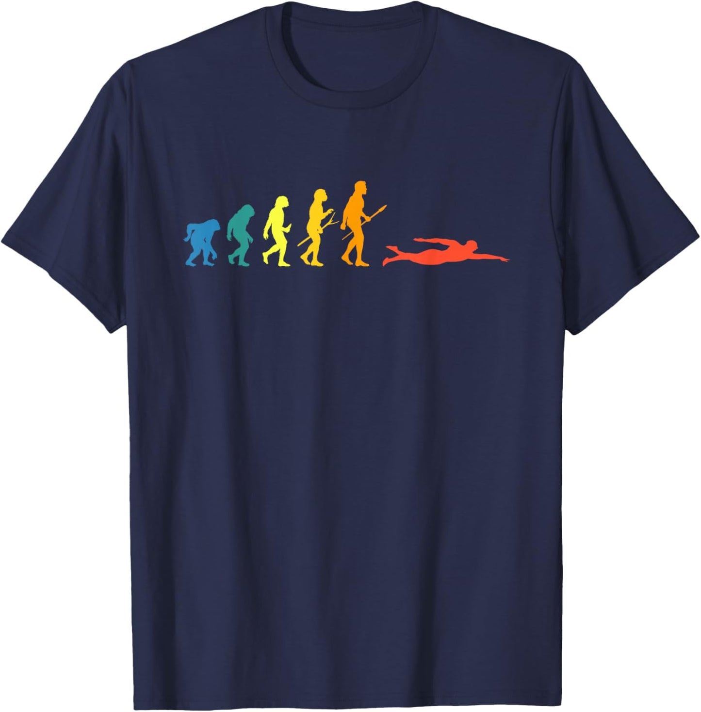 Retro Swimming Evolution For Swimmers Summer Water Lovers T-Shirt - T-Shirt | Navy