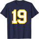 Yellow White Sports Team Number #19 T-Shirt - T-Shirt | Navy
