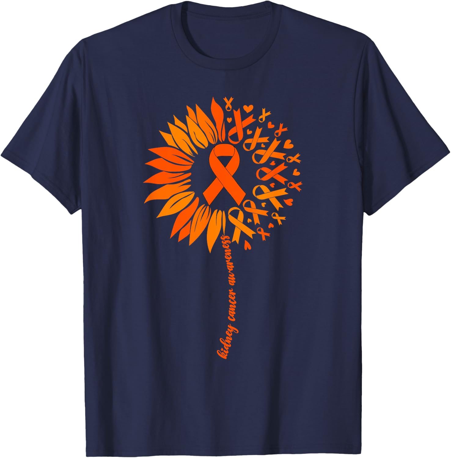 Kidney Cancer Awareness Men Ribbon Kidney Cancer T-Shirt - T-Shirt | Navy