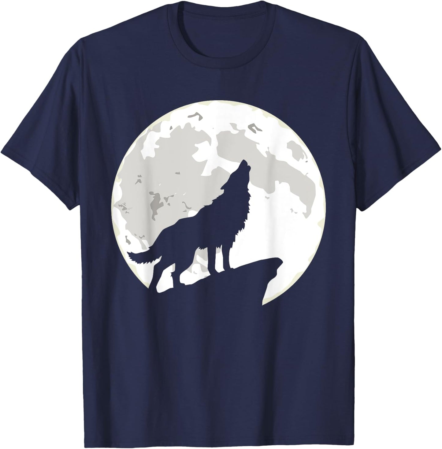 Wolf Howling At The Moon T-Shirt - T-Shirt | Navy