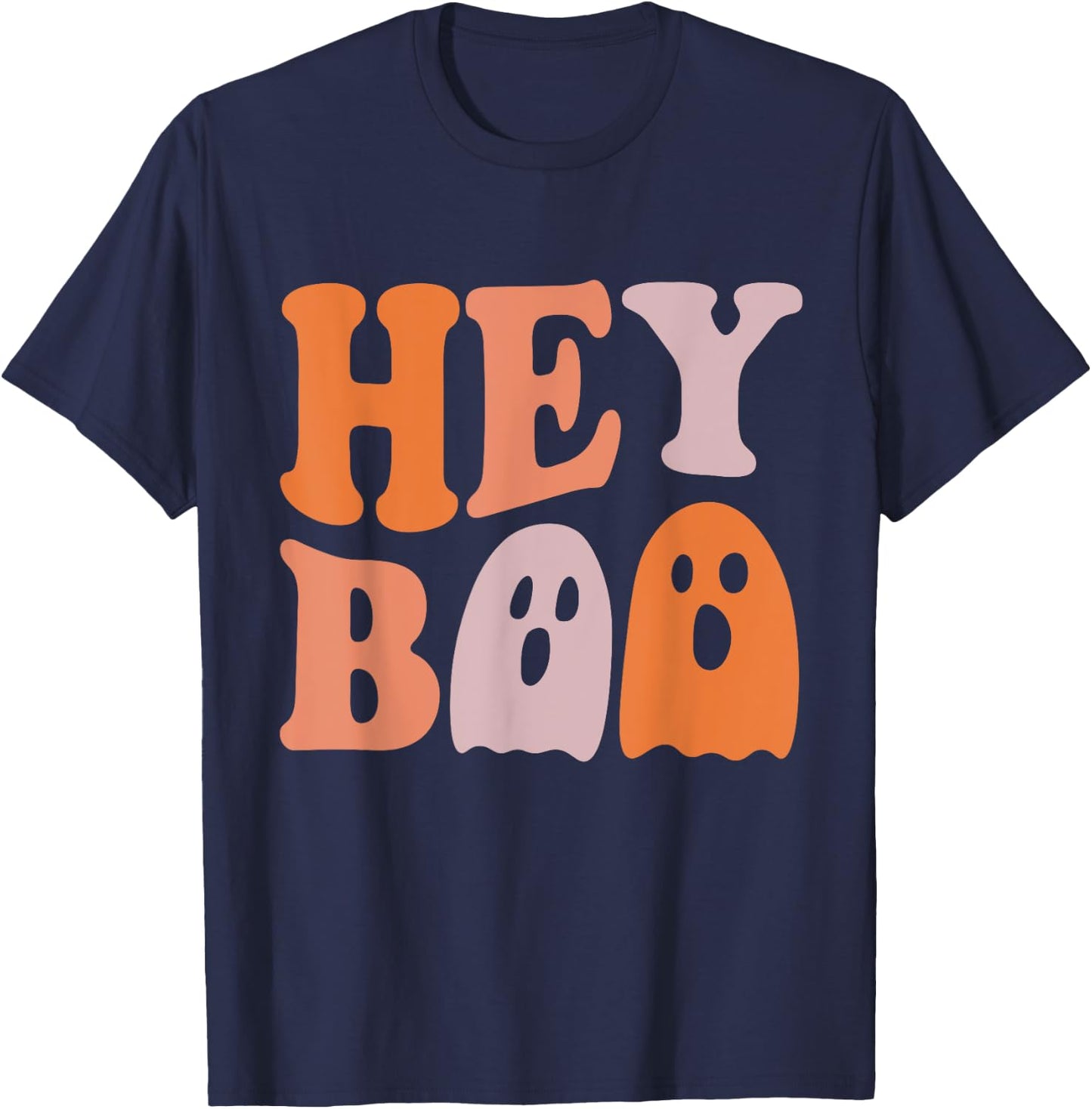 Hey Boo Funny Ghost Halloween Ghost T-Shirt - T-Shirt | Navy