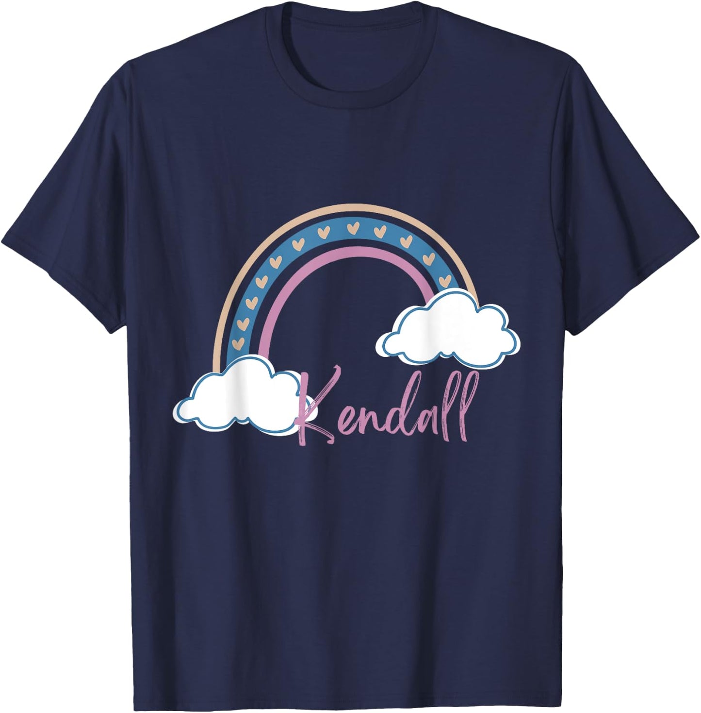 Kendall Name tag Girl Boho Rainbow Pink Kendall Rainbow T-Shirt - T-Shirt | Navy