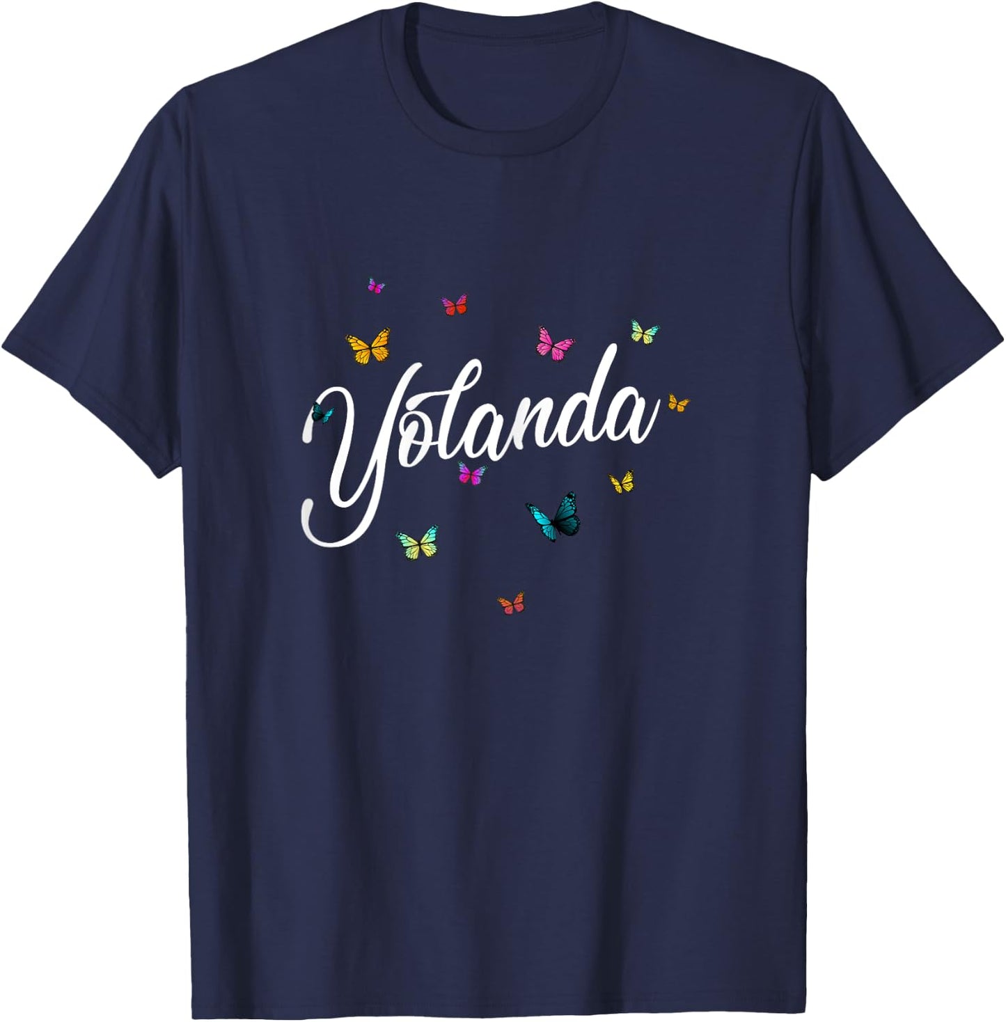 YOLANDA - Adorable girl name with colorful Butterlies T-Shirt - T-Shirt | Navy