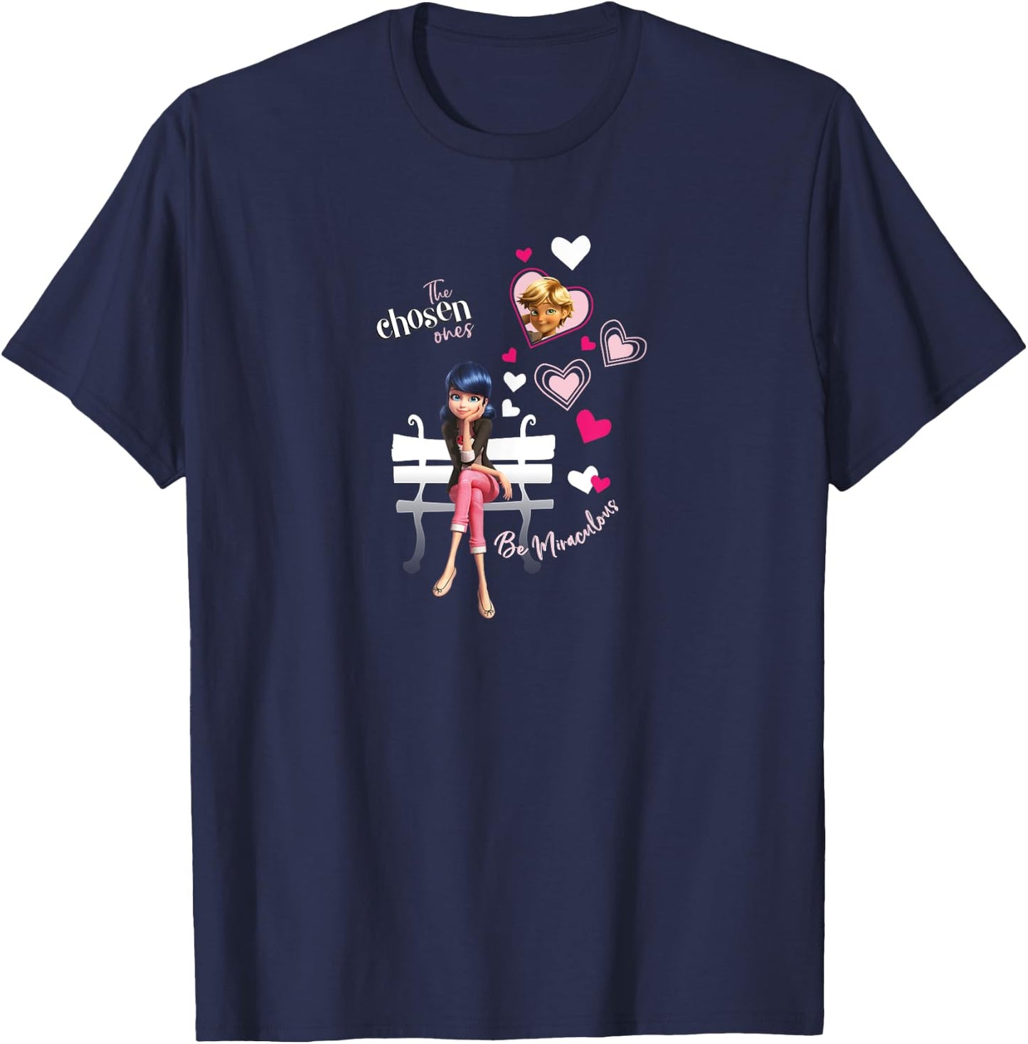 Miraculous Ladybug Charming Paris Adrien & Marinette T-Shirt - T-Shirt | Navy