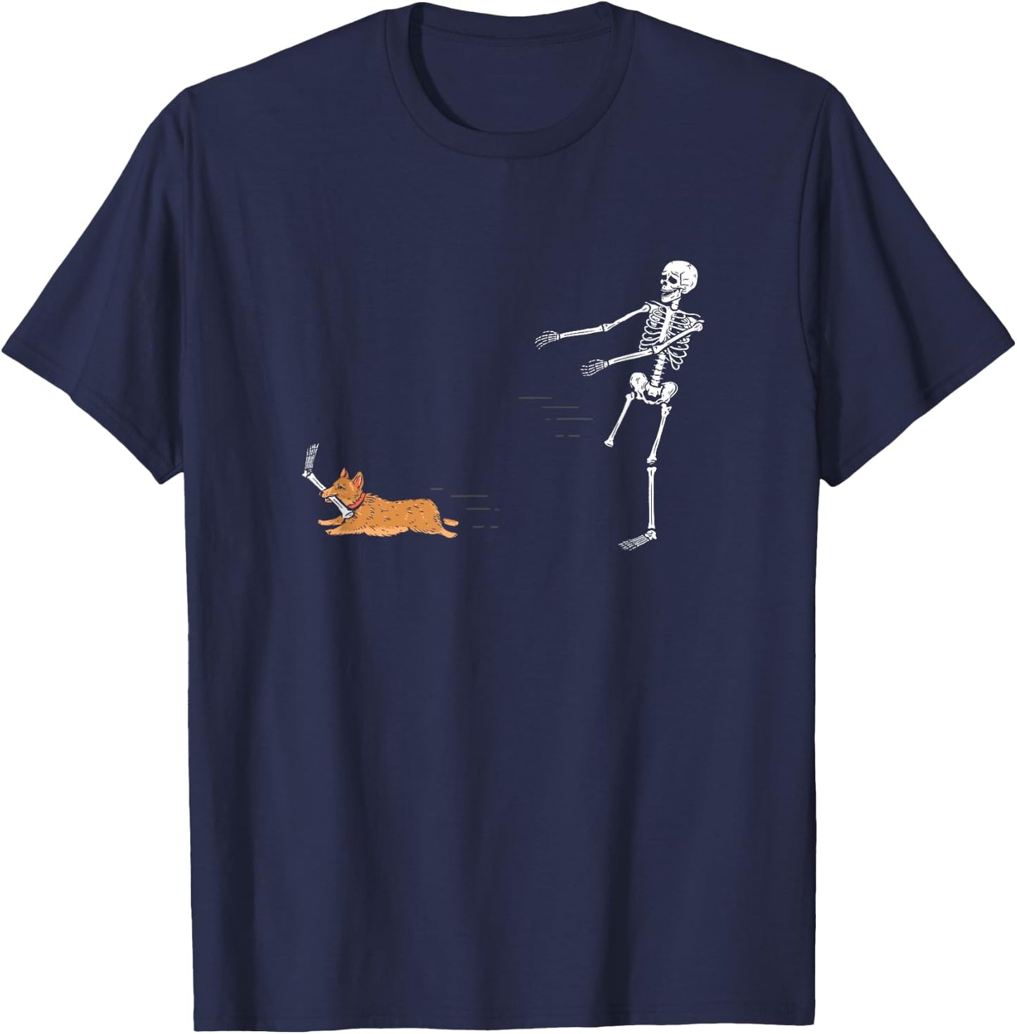 Cute Corgi Dog | Funny Skeleton Halloween T-Shirt - T-Shirt | Navy