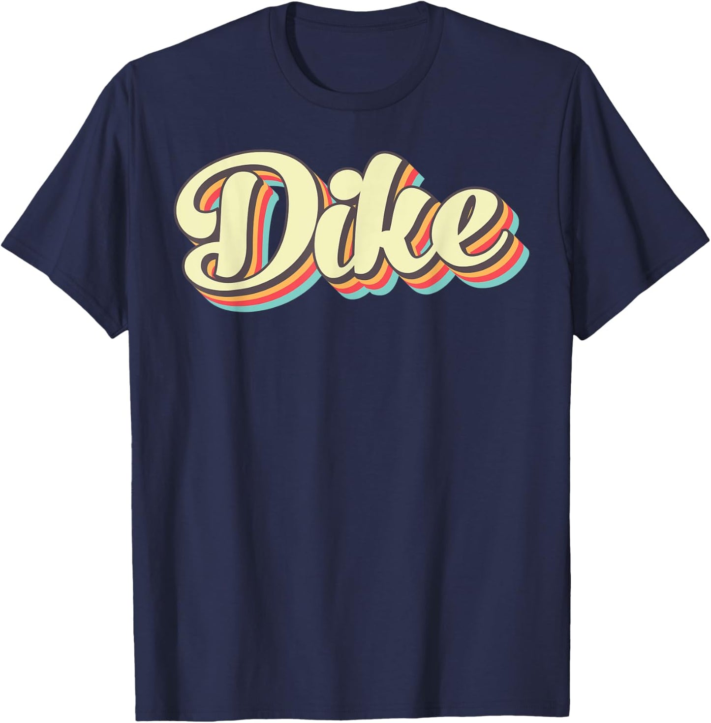 Dike Retro Art Baseball Font Vintage T-Shirt - T-Shirt | Navy