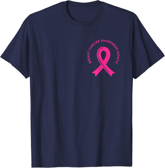Breast Cancer Awareness Pink Ribbon Support Squad Cancer T-Shirt - T-Shirt | Navy