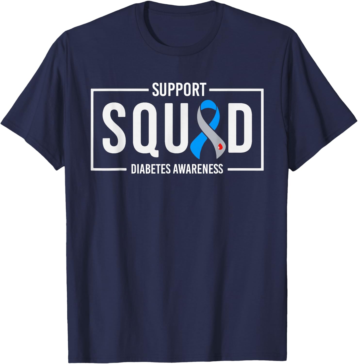Support Squad Blue T1D Type 1 Diabetes Awareness Month T-Shirt - T-Shirt | Navy