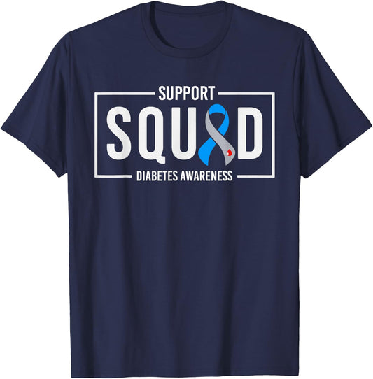Support Squad Blue T1D Type 1 Diabetes Awareness Month T-Shirt - T-Shirt | Navy