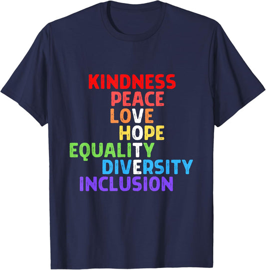 Vote Kindness Peace Equality Inclusion Diversity Human Right T-Shirt - T-Shirt | Navy
