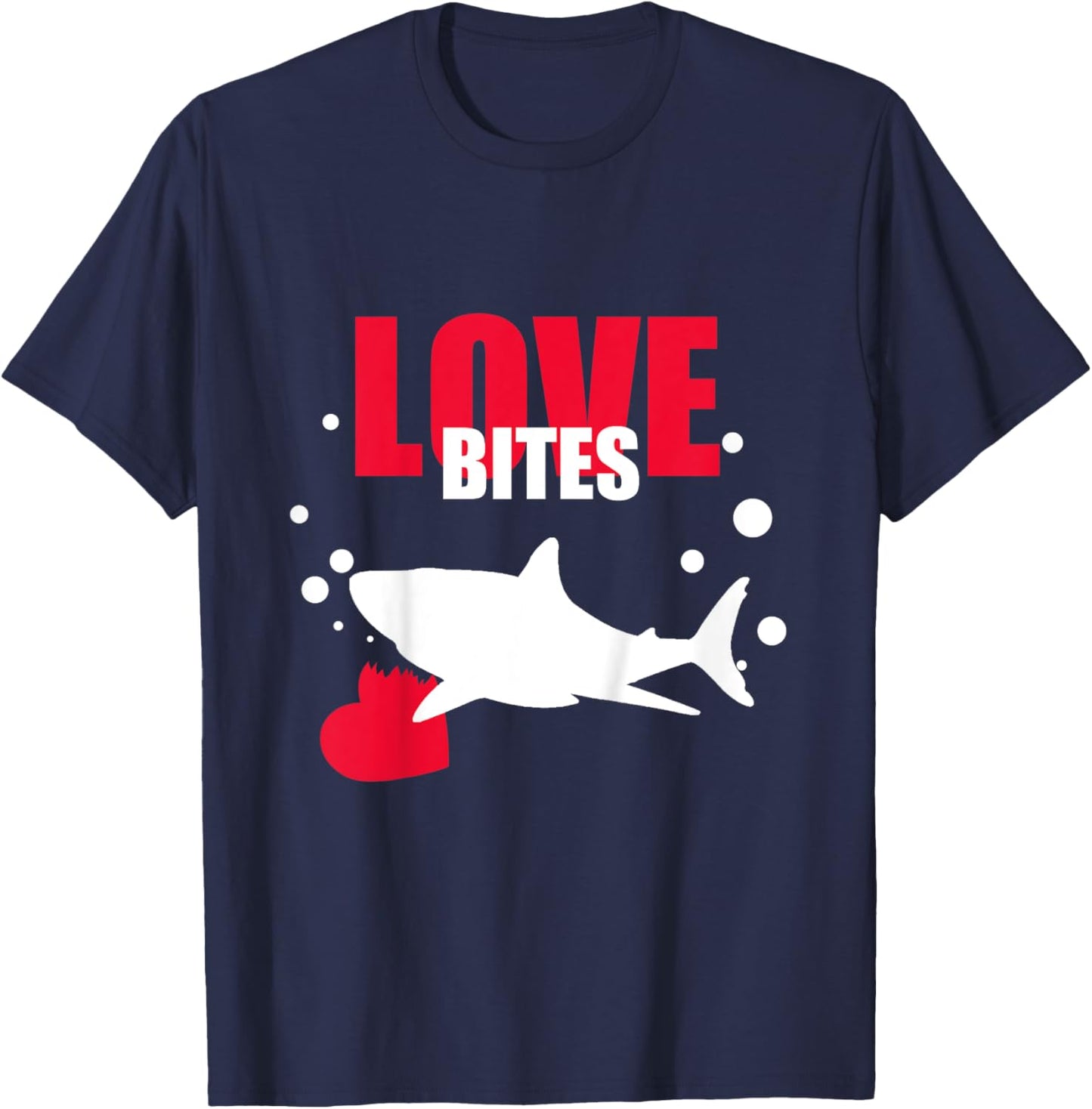 Kids Love Bites Toddler Valentines Day Shark Lover Boy Funny T-Shirt - T-Shirt | Navy