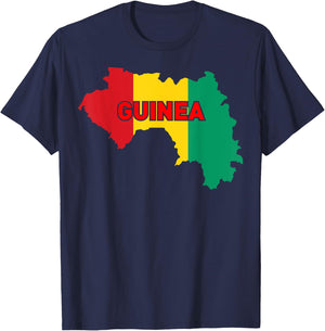 Proud Family and Patriotic Flag of Country Guinea T-Shirt - T-Shirt | Navy