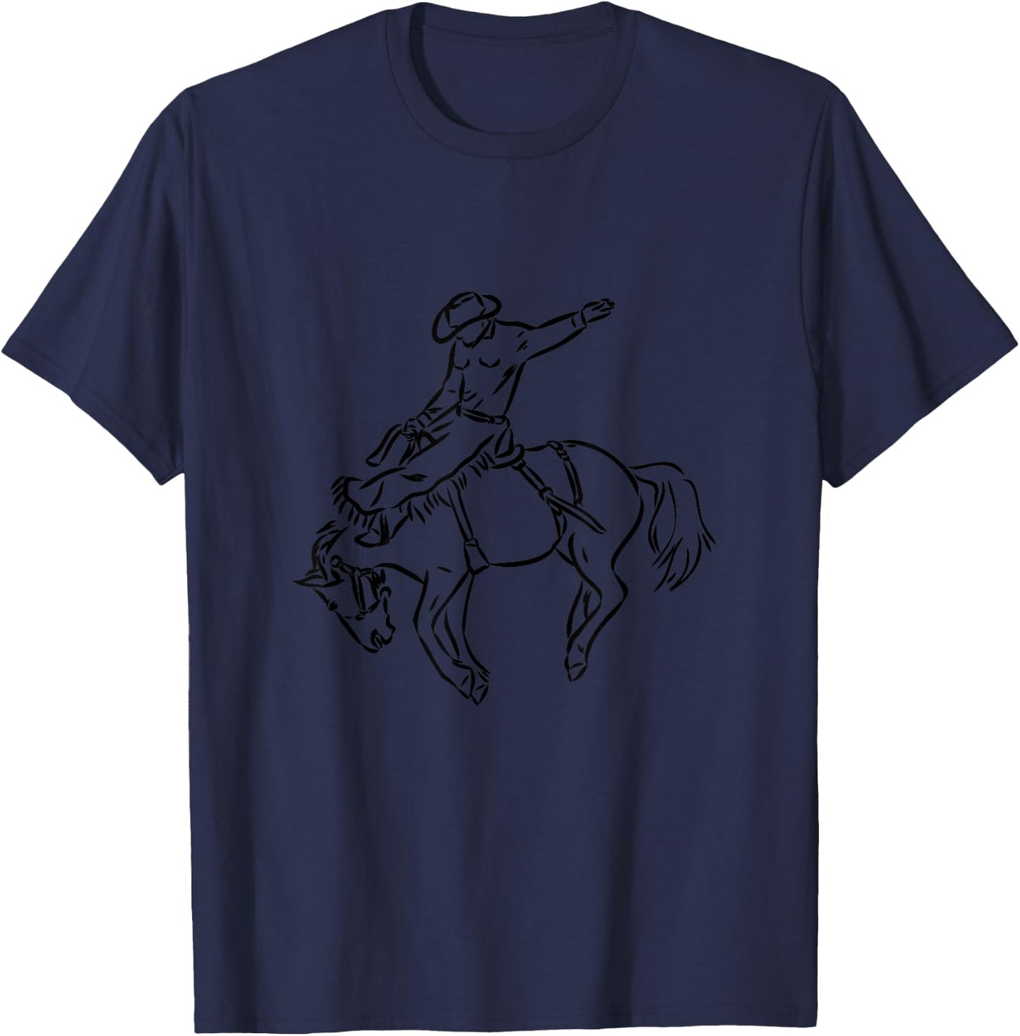 Vintage Rodeo Shirt Bucking Bronco Horse Western Cowboy T-Shirt - T-Shirt | Navy