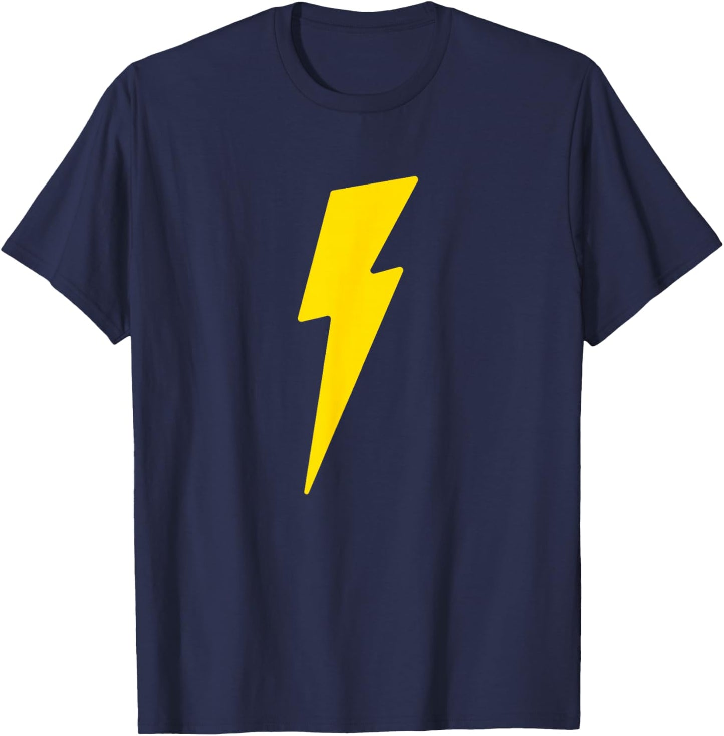 Simple Lightning Bolt | Yellow Thunder Bolt Graphic T-Shirt - T-Shirt | Navy