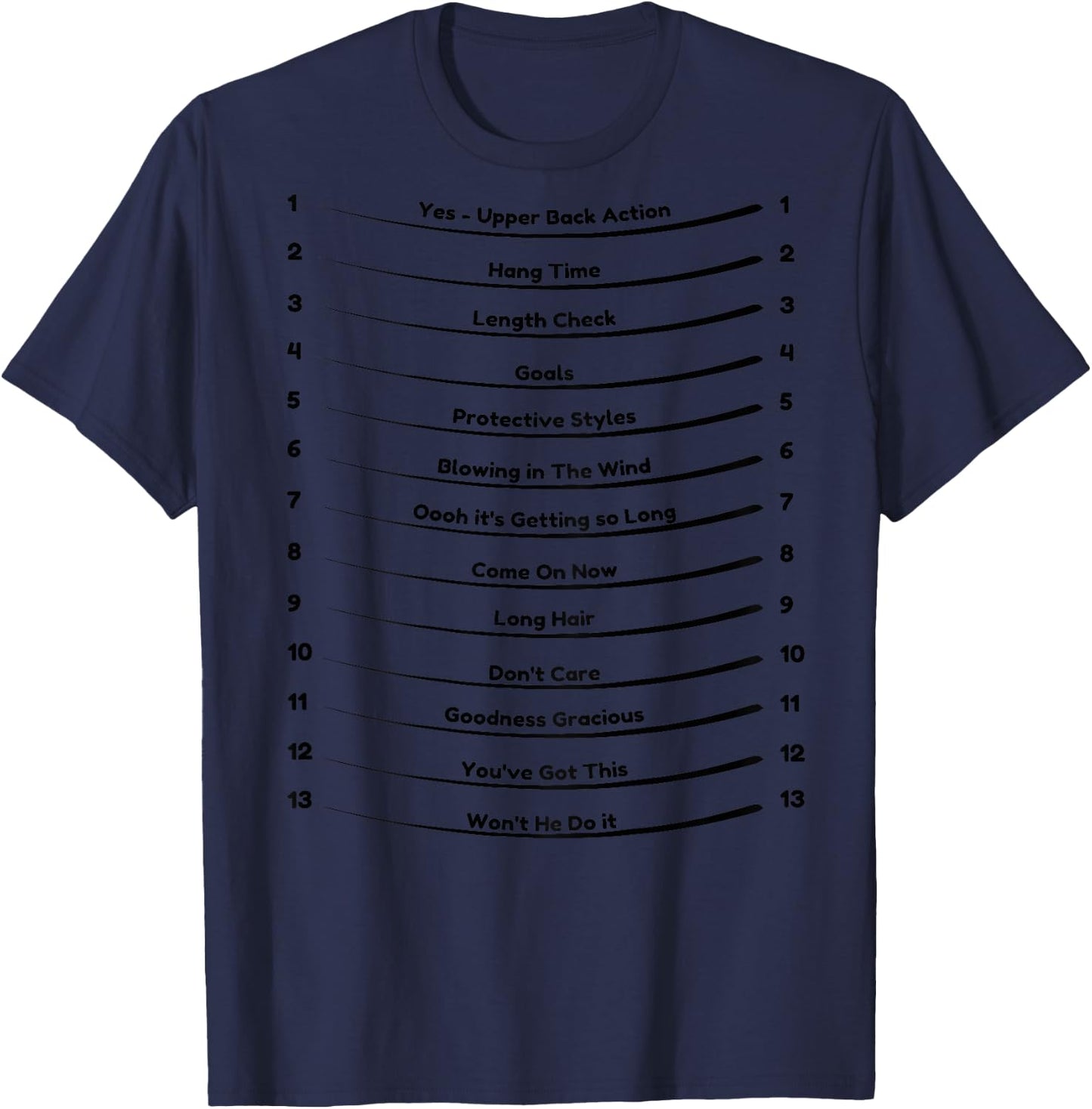 Track Your long Hair - Length Check Hair on the back of the T-Shirt - T-Shirt | Navy