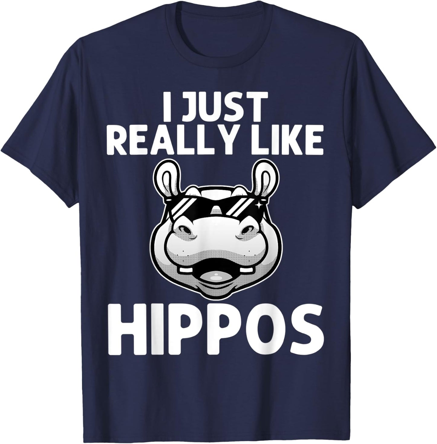 Funny Hippo Design Women Kids Hippopotamus Lover T-Shirt - T-Shirt | Navy