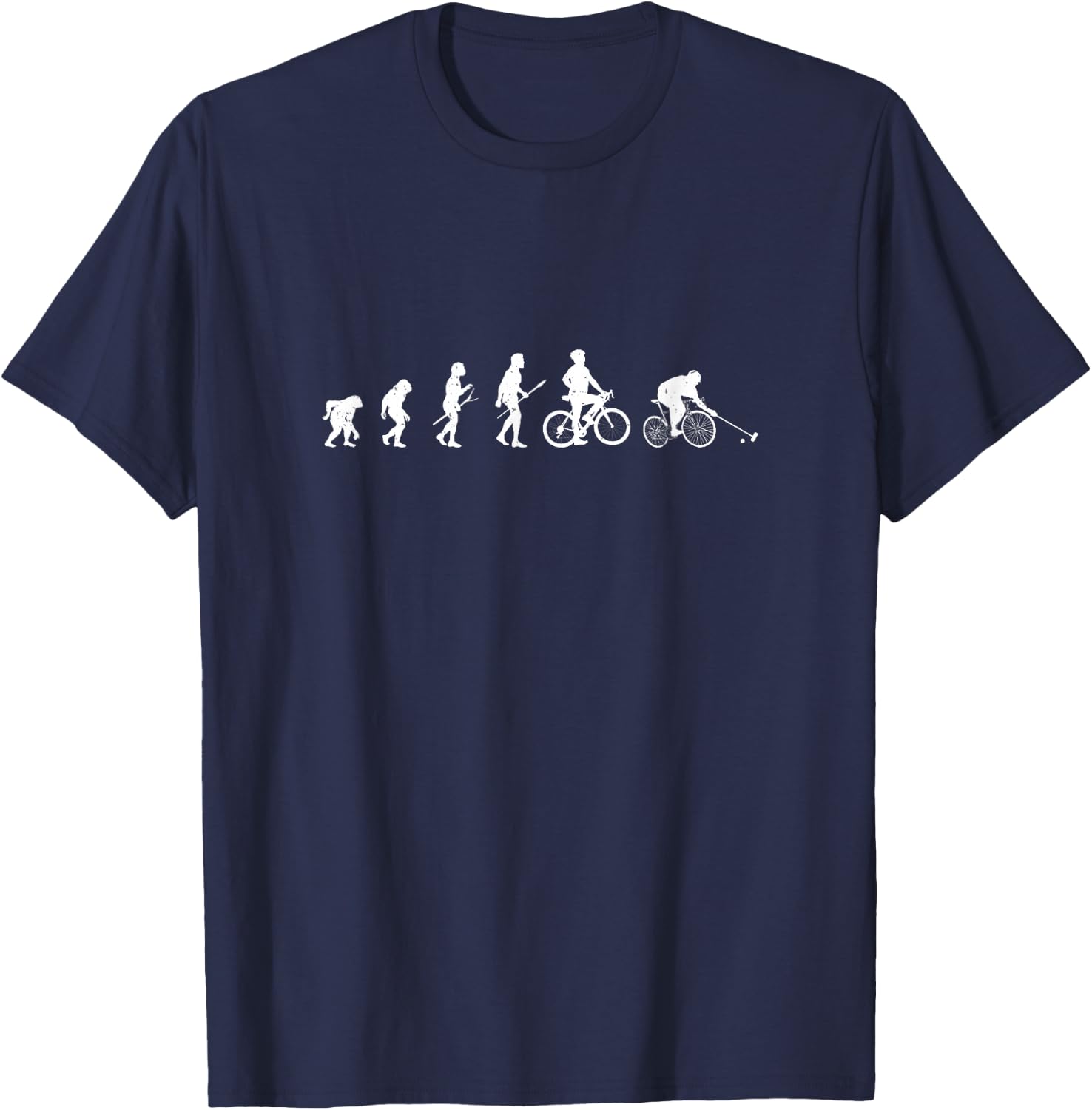 Bike Polo Evolution Funny Cycle Polo T-Shirt - T-Shirt | Navy