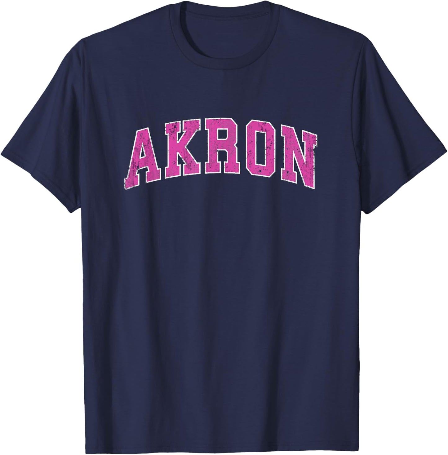 Akron Ohio OH Vintage Sports Design Pink Design T-Shirt - T-Shirt | Navy