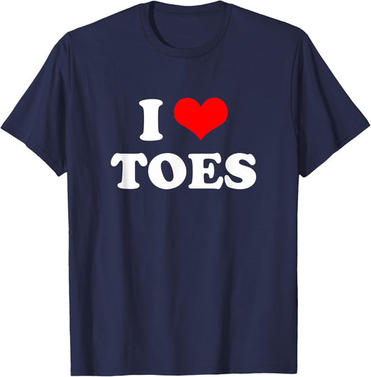 I Love Toes I Heart Toes T-Shirt - T-Shirt | Navy