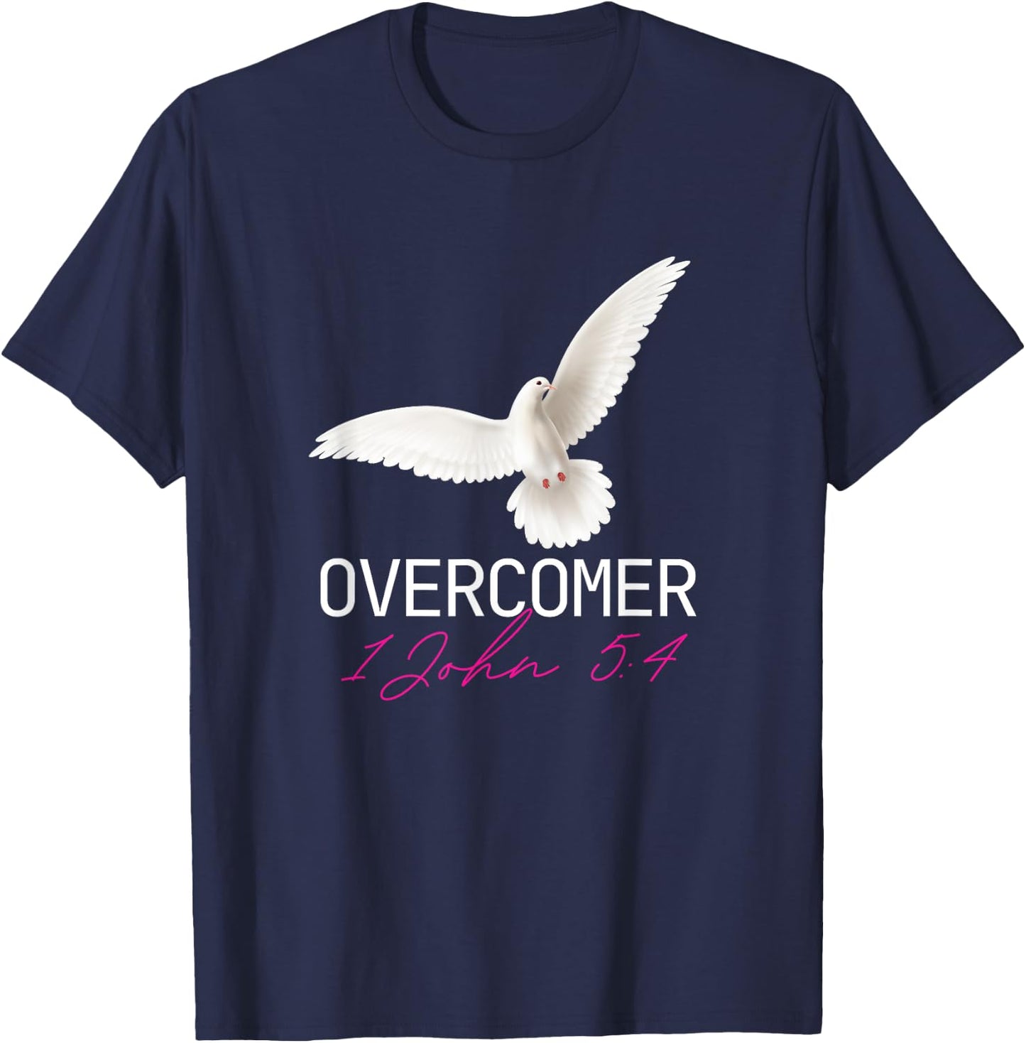 Christian Faith Overcomer Motivational Inspirational T-Shirt - T-Shirt | Navy