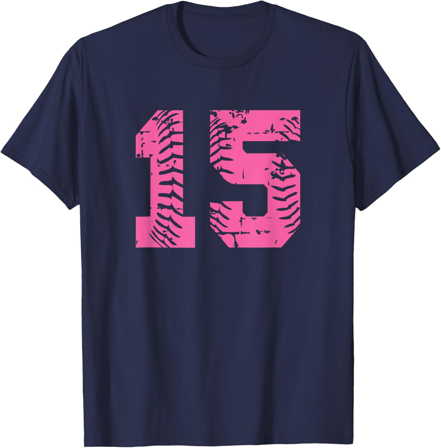 Baseball Softball Pink Number #15 T-Shirt - T-Shirt | Navy