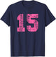 Baseball Softball Pink Number #15 T-Shirt - T-Shirt | Navy