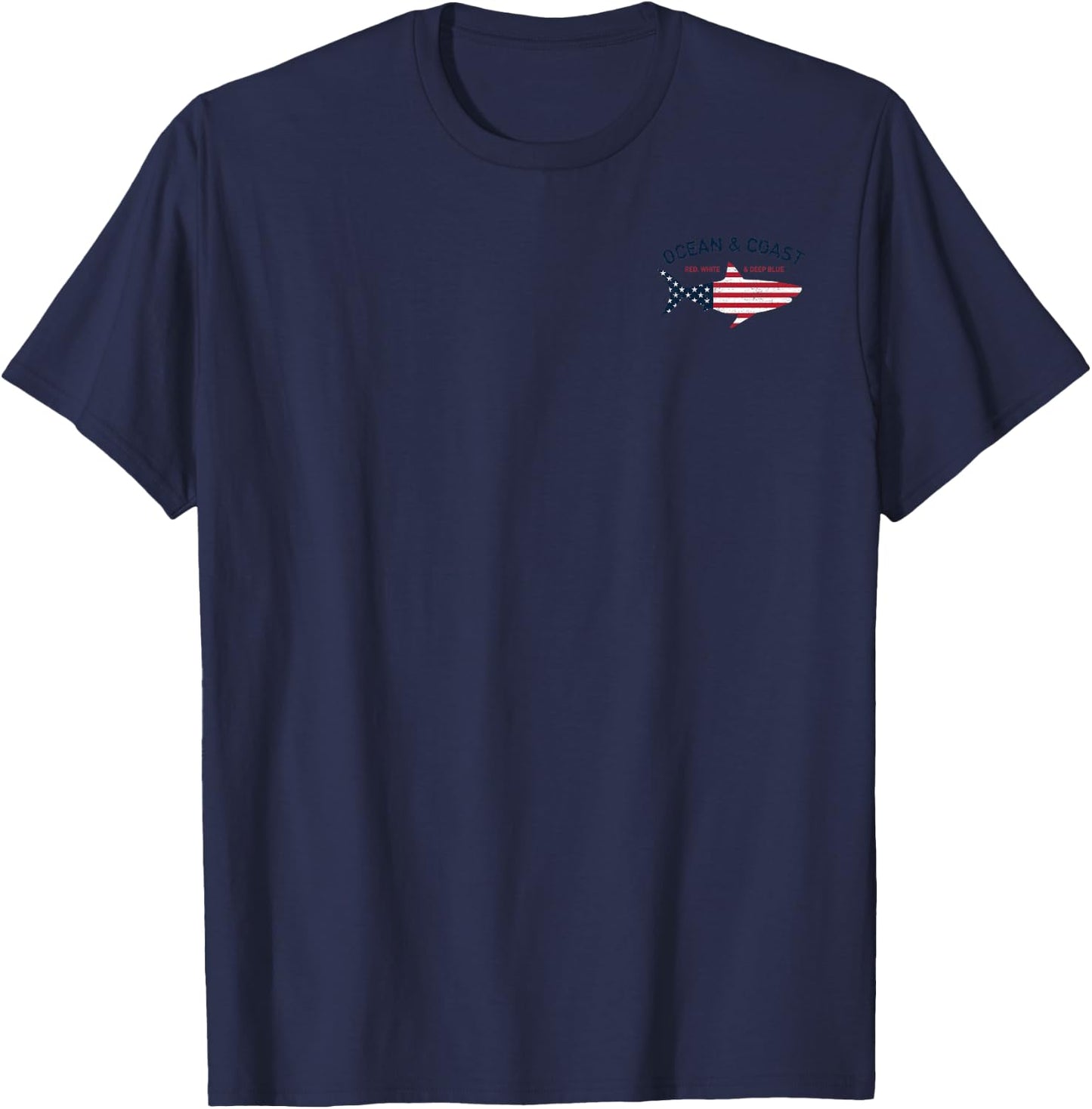 Trendy Ocean & Coast Fishing Patriotic Flag T-Shirt - T-Shirt | Navy