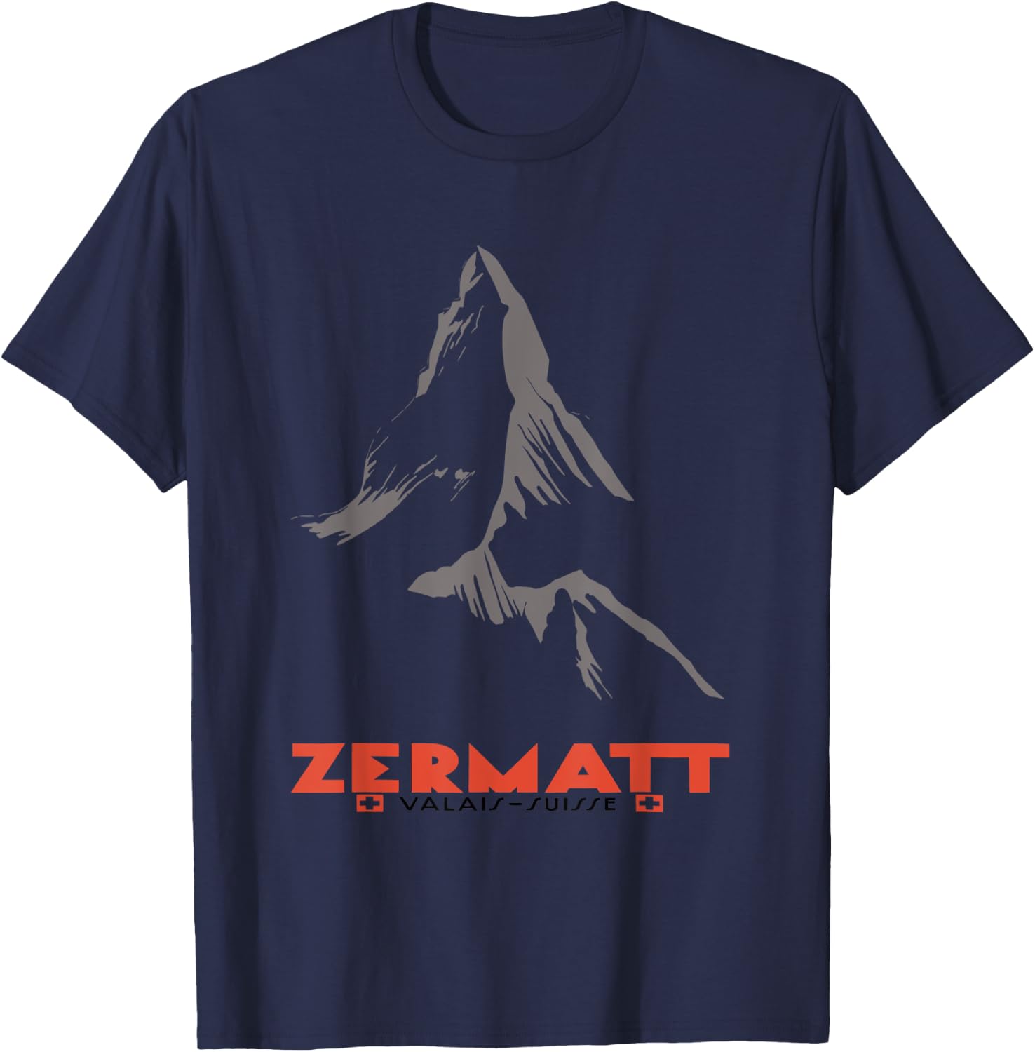 Moutain In Zermatt, Valais, Switzerland T-Shirt - T-Shirt | Navy