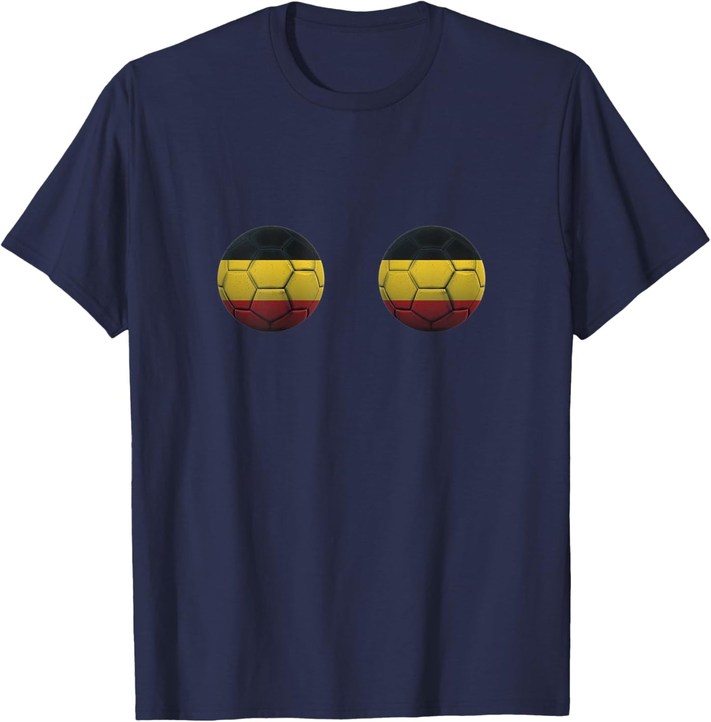 Belgium Soccer Shirt Belgian Flag Boobs Soccer Balls T-Shirt - T-Shirt | Navy