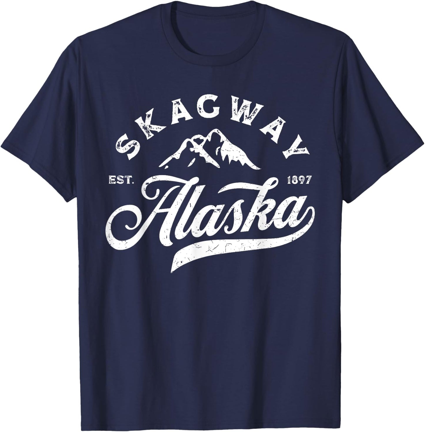 Skagway Alaska AK Vintage Mountains Vacation Souvenir T-Shirt - T-Shirt | Navy