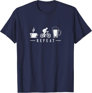 Coffee Bicycle Beer Repeat Bicycle Ride T-Shirt - T-Shirt | Navy