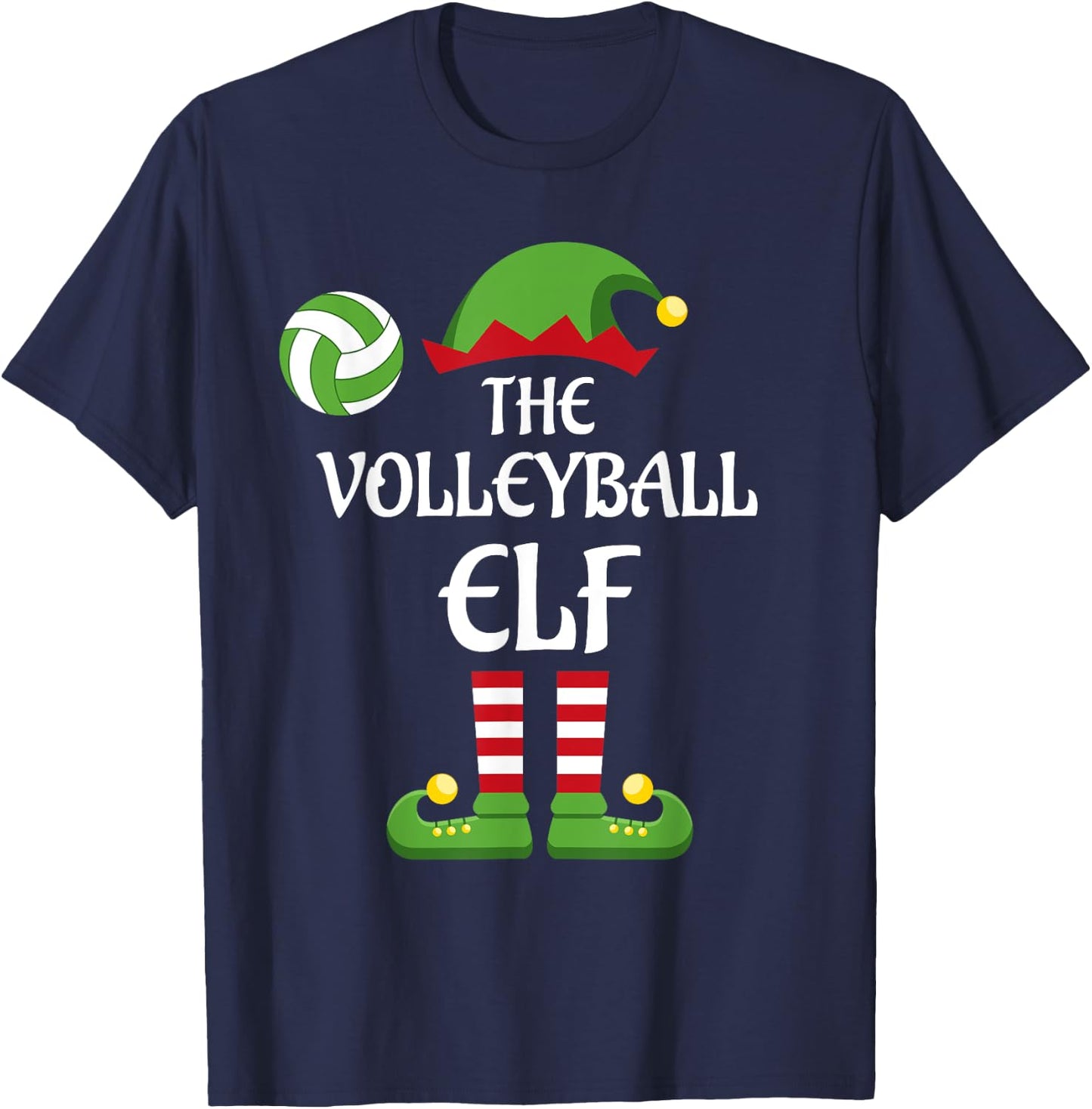 Volleyball Elf Family Matching Group Christmas Sporty T-Shirt - T-Shirt | Navy