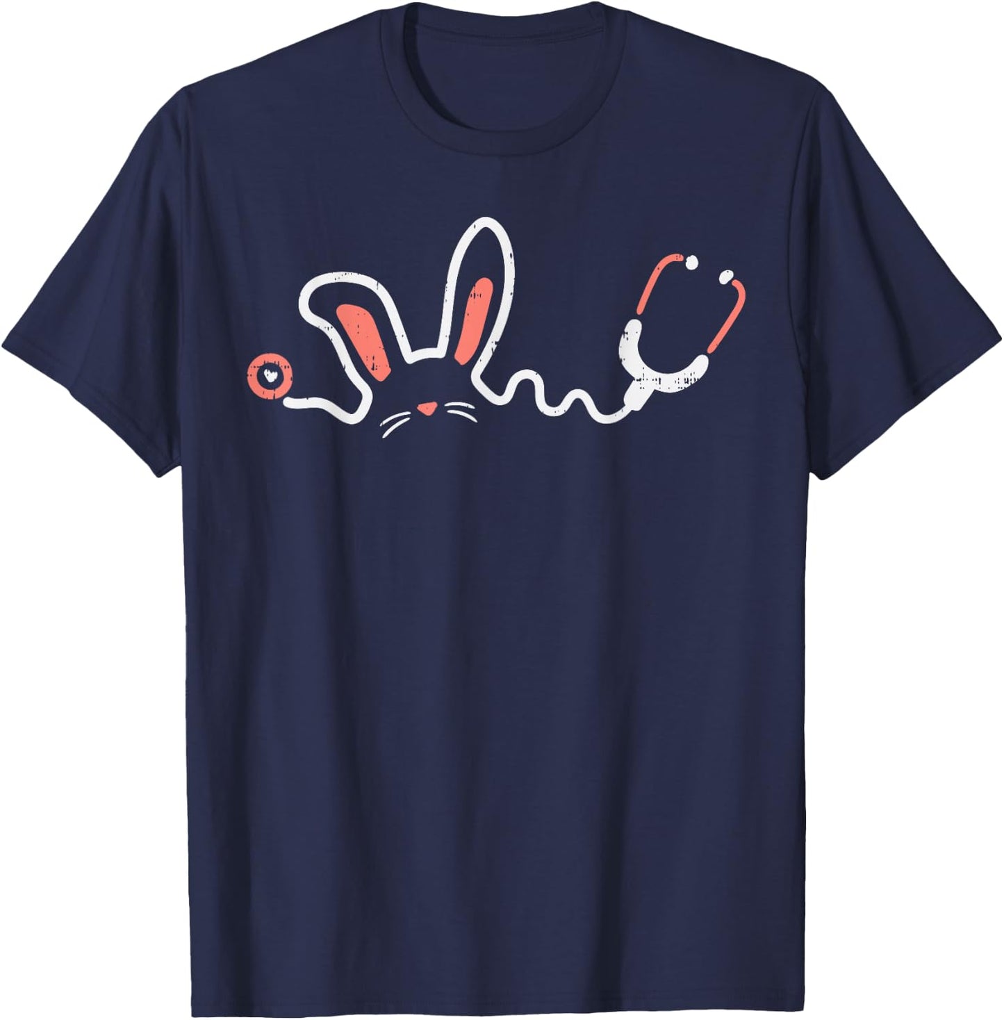Easter Bunny Stethoscope Nurse Doctor Rabbit Scrub Top Women T-Shirt - T-Shirt | Navy
