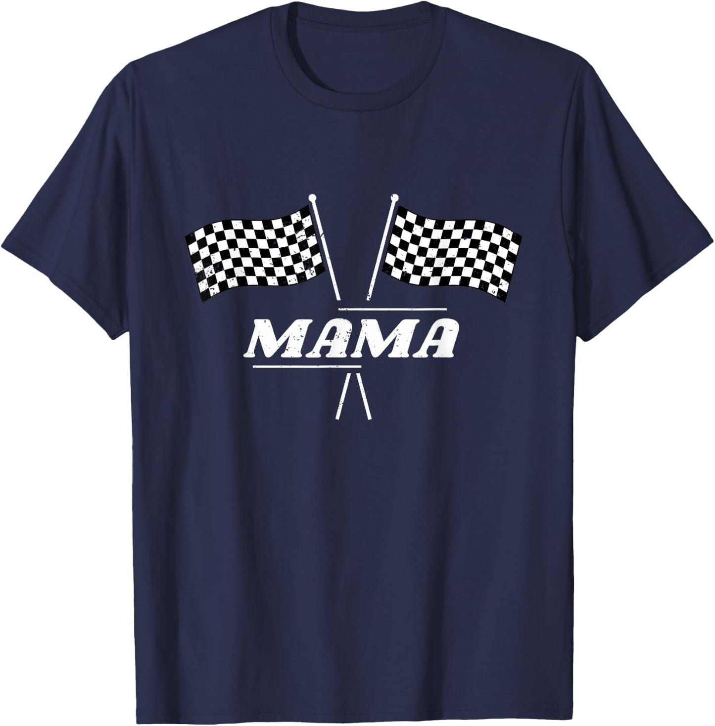 Pit Crew Mama Racing Car Family Matching Birthday Party T-Shirt - T-Shirt | Navy