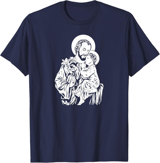 Saint Joseph Catholic Church Street, Joseph With Infant T-Shirt - T-Shirt | Navy