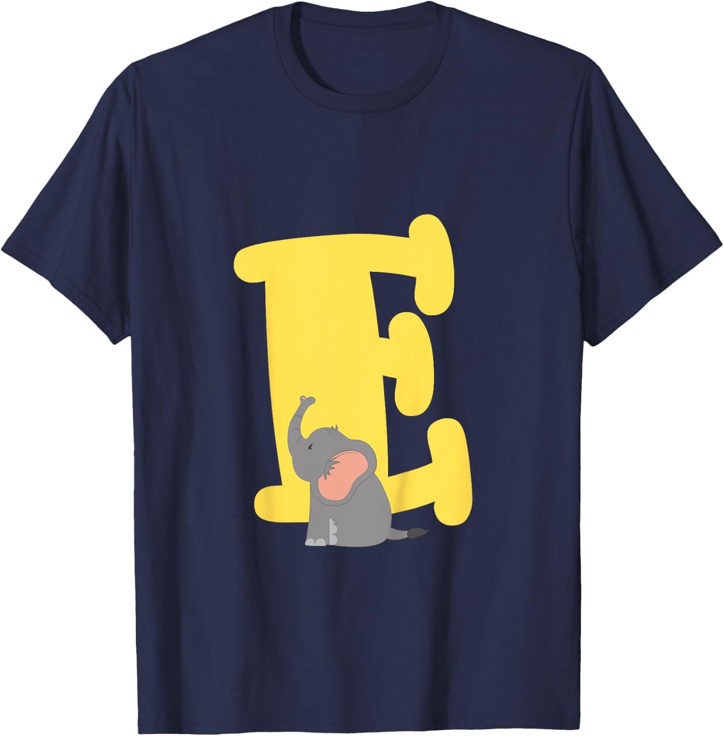 Cute Elephant Letter E Alphabet Boys Girls Initial T-Shirt - T-Shirt | Navy