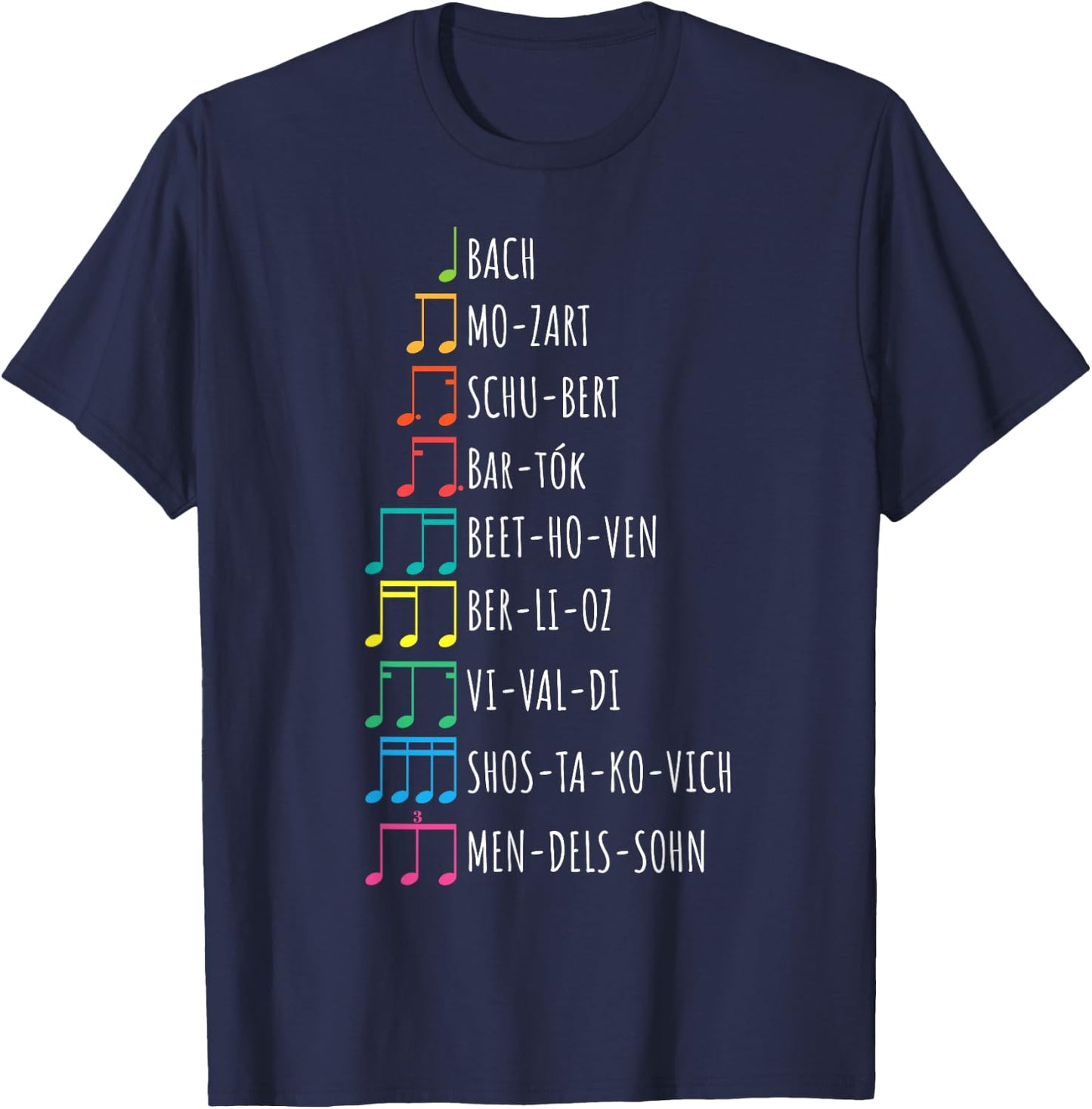 Classic Composers, Classical Music, Musical Notes T-Shirt - T-Shirt | Navy