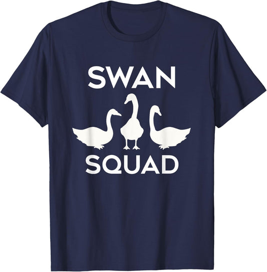 Swan Squads Funny Wildlife Animals Forest Animal T-Shirt - T-Shirt | Navy