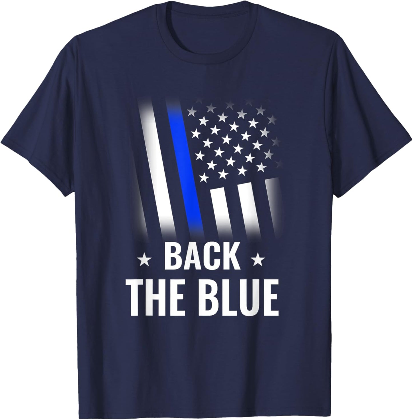Back The Blue Police Flag Design T-Shirt - T-Shirt | Navy