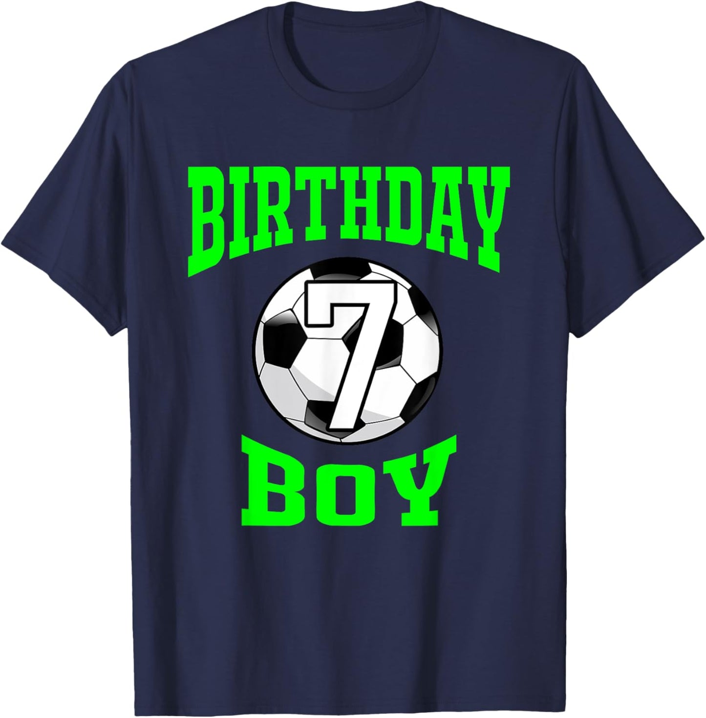 7th Birthday Boy Shirt - Soccer T- Shirt 7 years old kid T-Shirt - T-Shirt | Navy