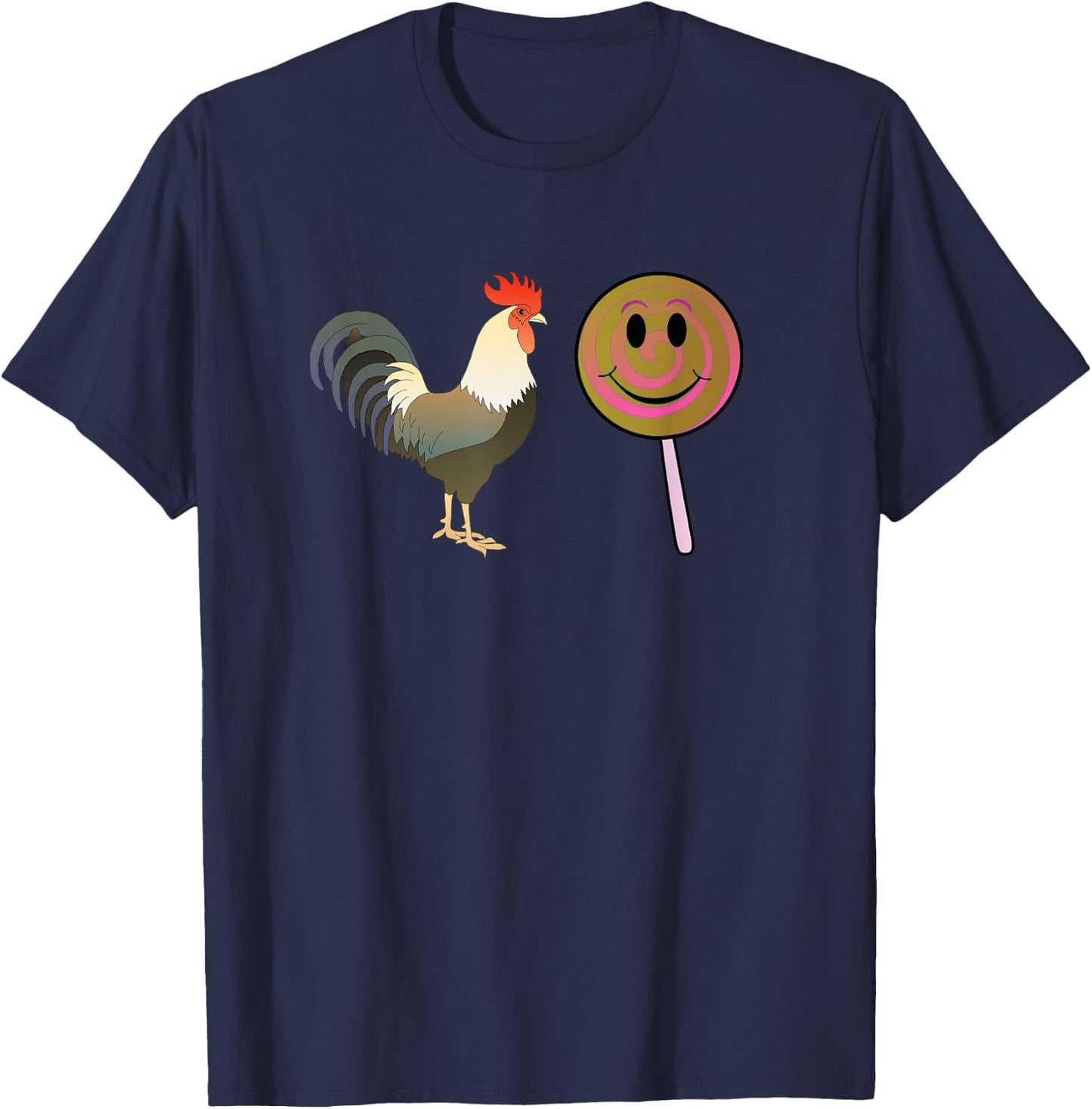 Funny Cute Rooster and Lollipops Smile Fun Classic Joke Meme T-Shirt - T-Shirt | Navy