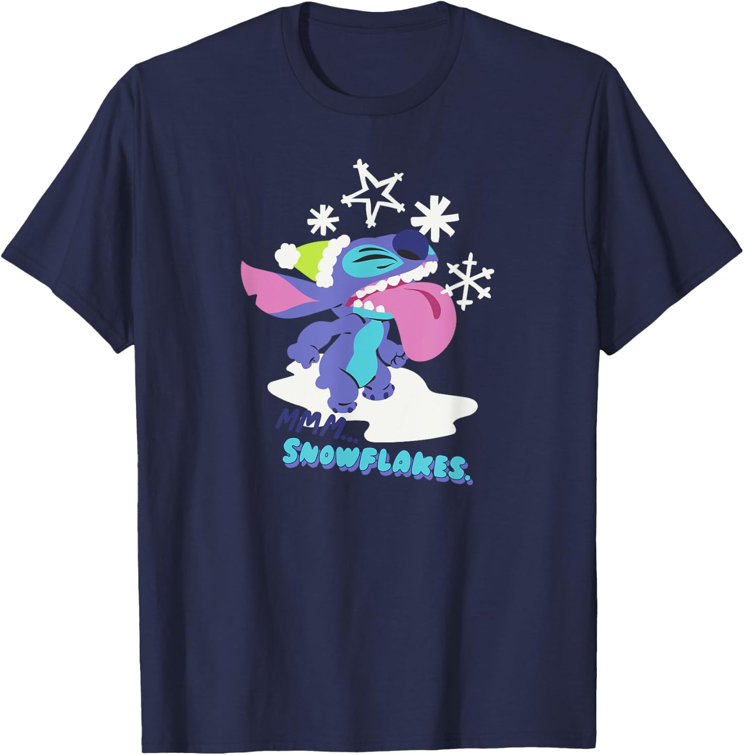 Amazon Essentials Stitch Wintertime Catching Snowflakes T-Shirt - T-Shirt | Navy