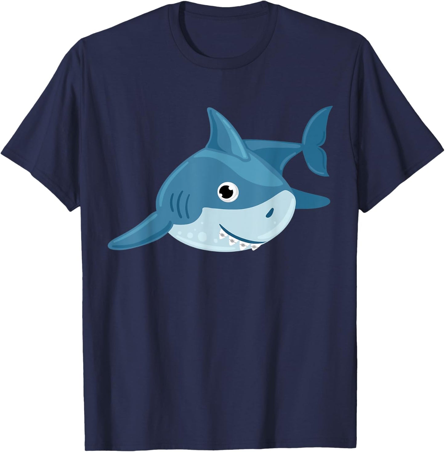 Shark Smiling Braces shirt, Orthodontist T-Shirt - T-Shirt | Navy