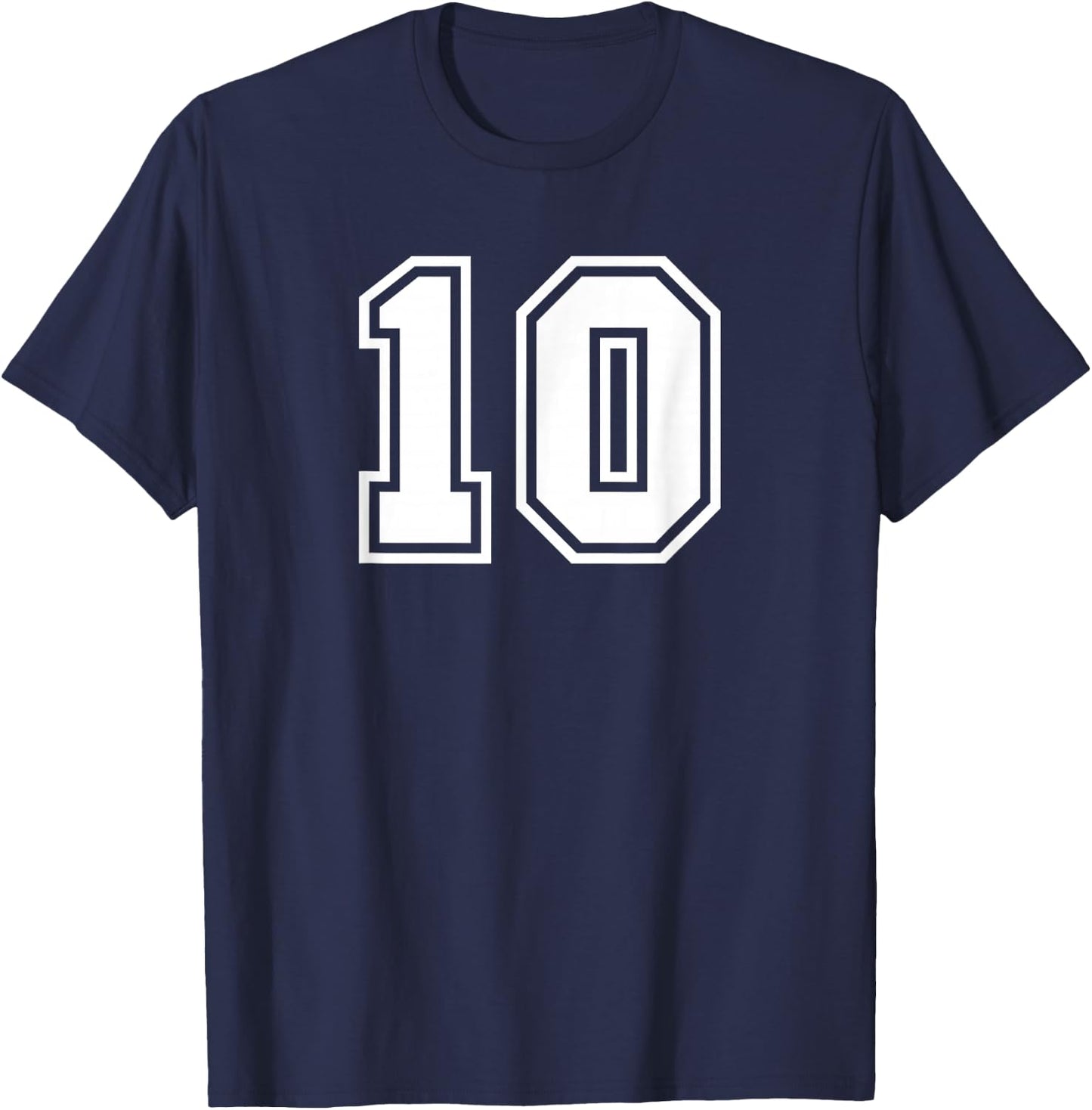Number #10 Sport White Number T-Shirt - T-Shirt | Navy